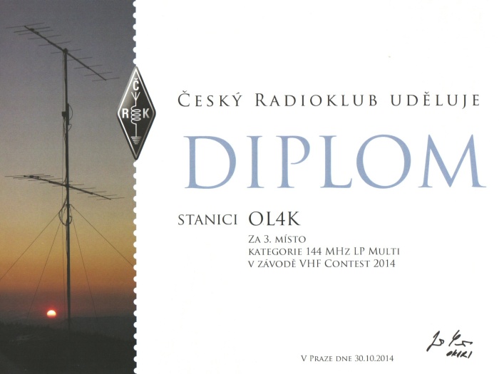 OL4K VHF Contest 2014 144 MHz LP